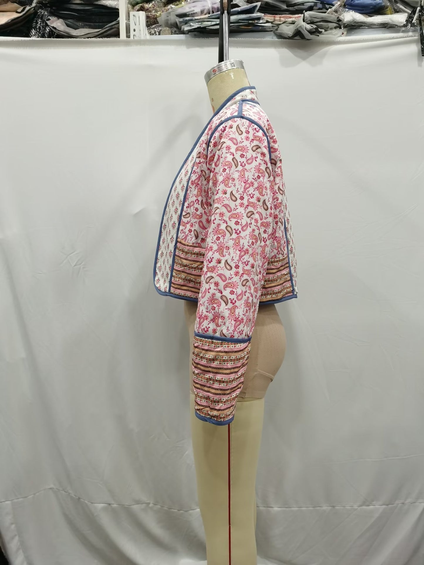 Women’s Double Sided Quilted Jacket – Elegant Printed Polyester, Fall/Winter