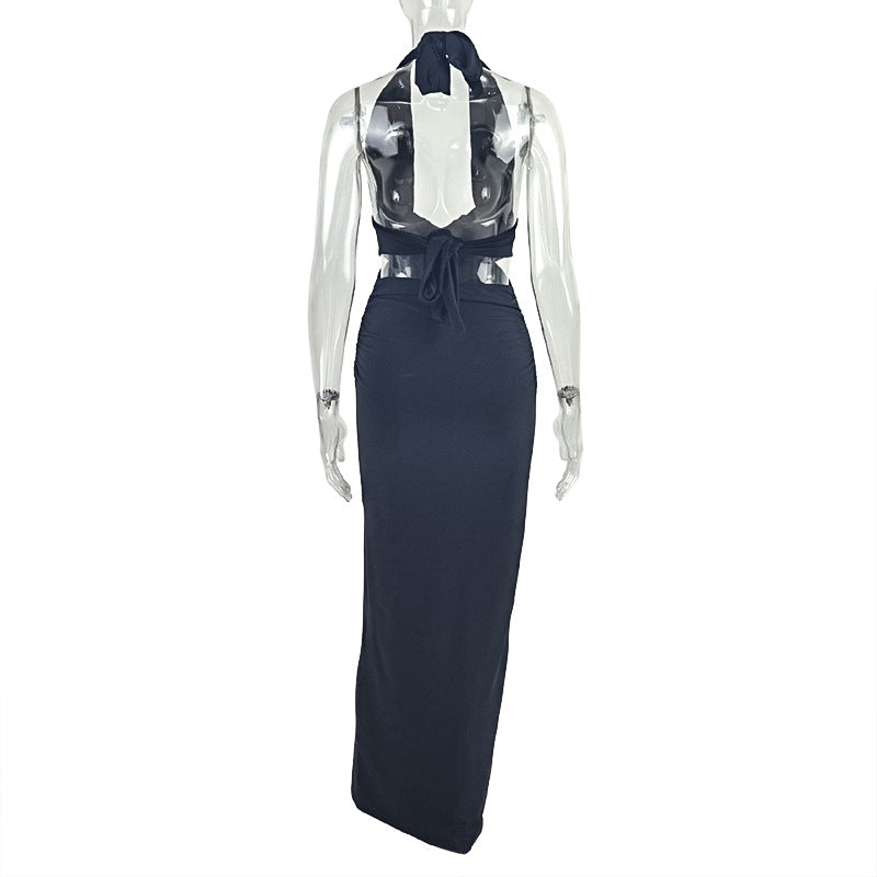 Elegant Tie Back Halter Dress