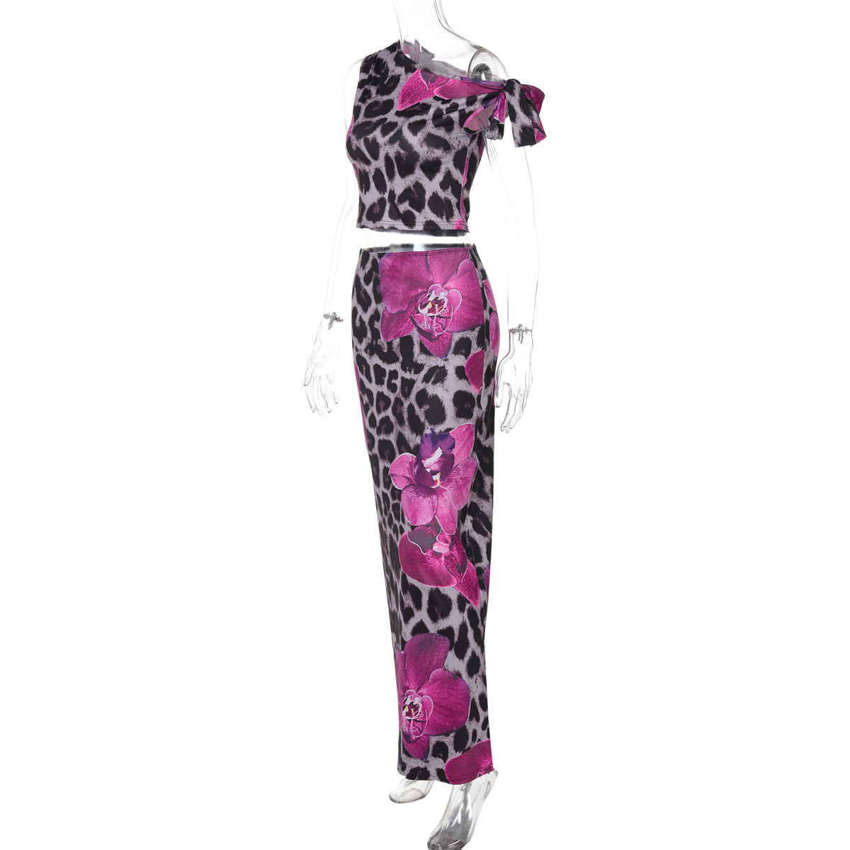 Printed One-Shoulder Two-Piece Set – Sexy & Elegant Summer Look