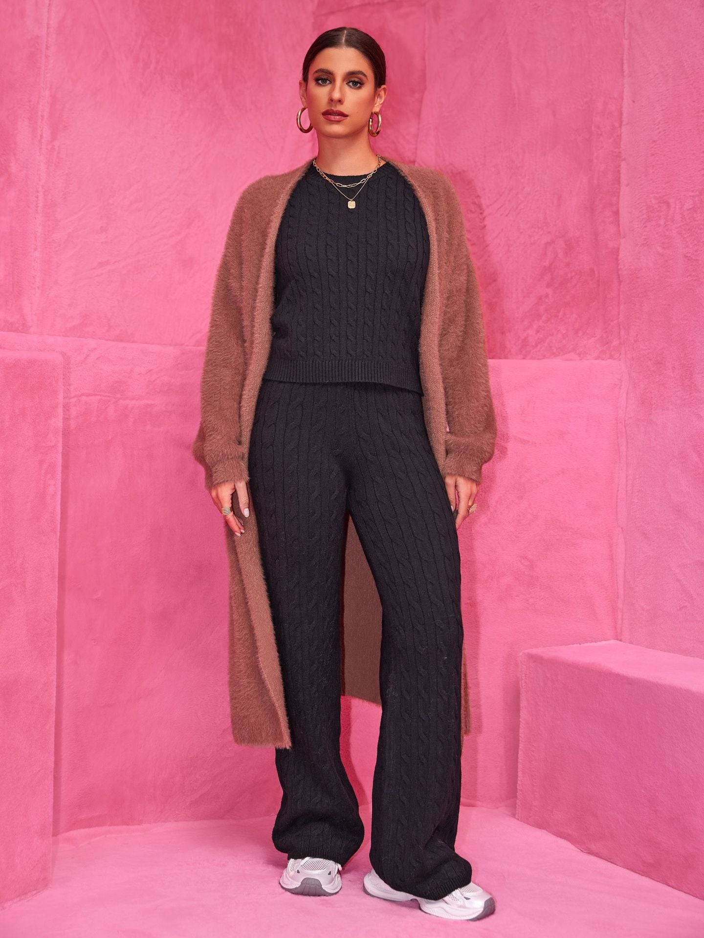 Cozy Chunky Knit Maxi Sweater: Loose Fit Duster Coat Outerwear