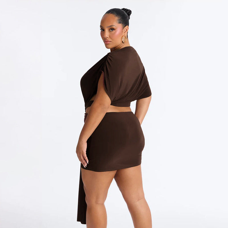 Cutout Ruched Bodycon Mini Dress | Short Sleeve Backless Dress | 2 Colors | Sizes S-L
