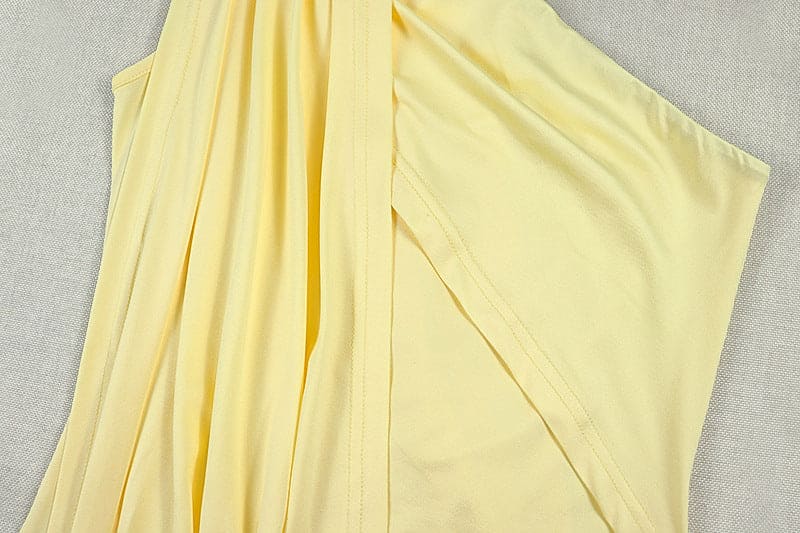 Women's One-Shoulder Ruched Maxi Dress – Asymmetric Sleeveless Bodycon Dress
