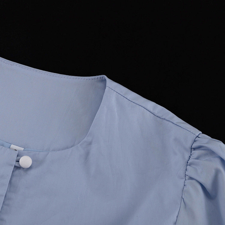 Blue Ruched Cardigan & Shorts Set