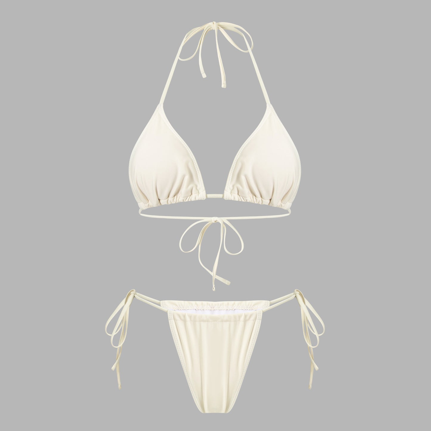 Women's 3-Piece Halter Bikini Set – Sexy Cutout Ruched Swimsuit