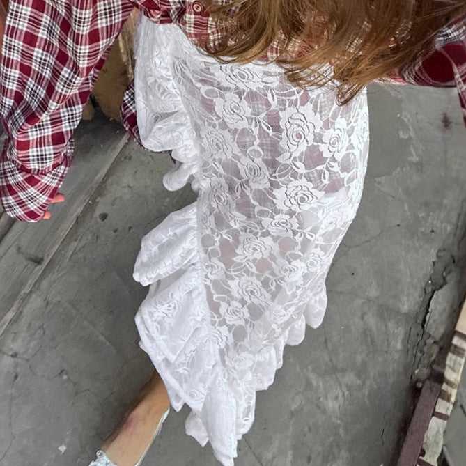 Elegant Floral Lace Midi Skirt