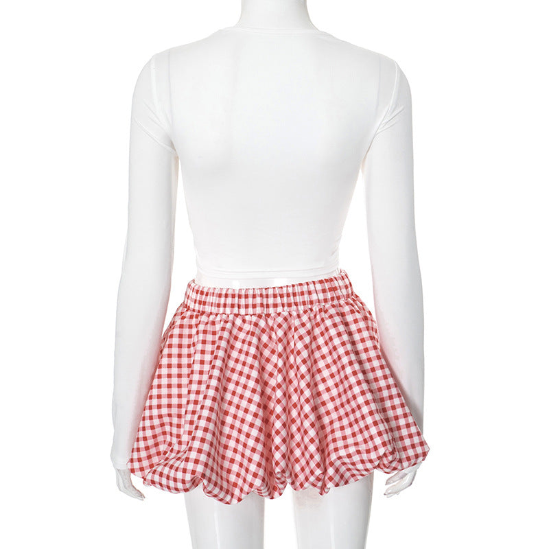 Plaid Bow-Decorated Two-Piece Set