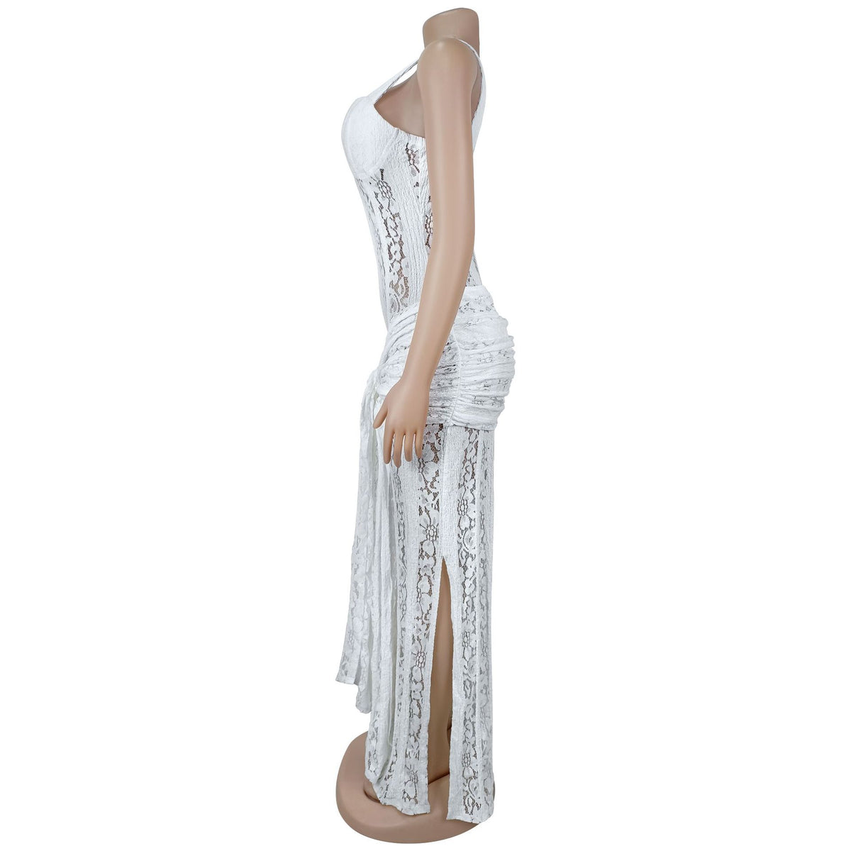 Women's Sheer Lace Maxi Dress – Sweetheart Bodycon Split Dress