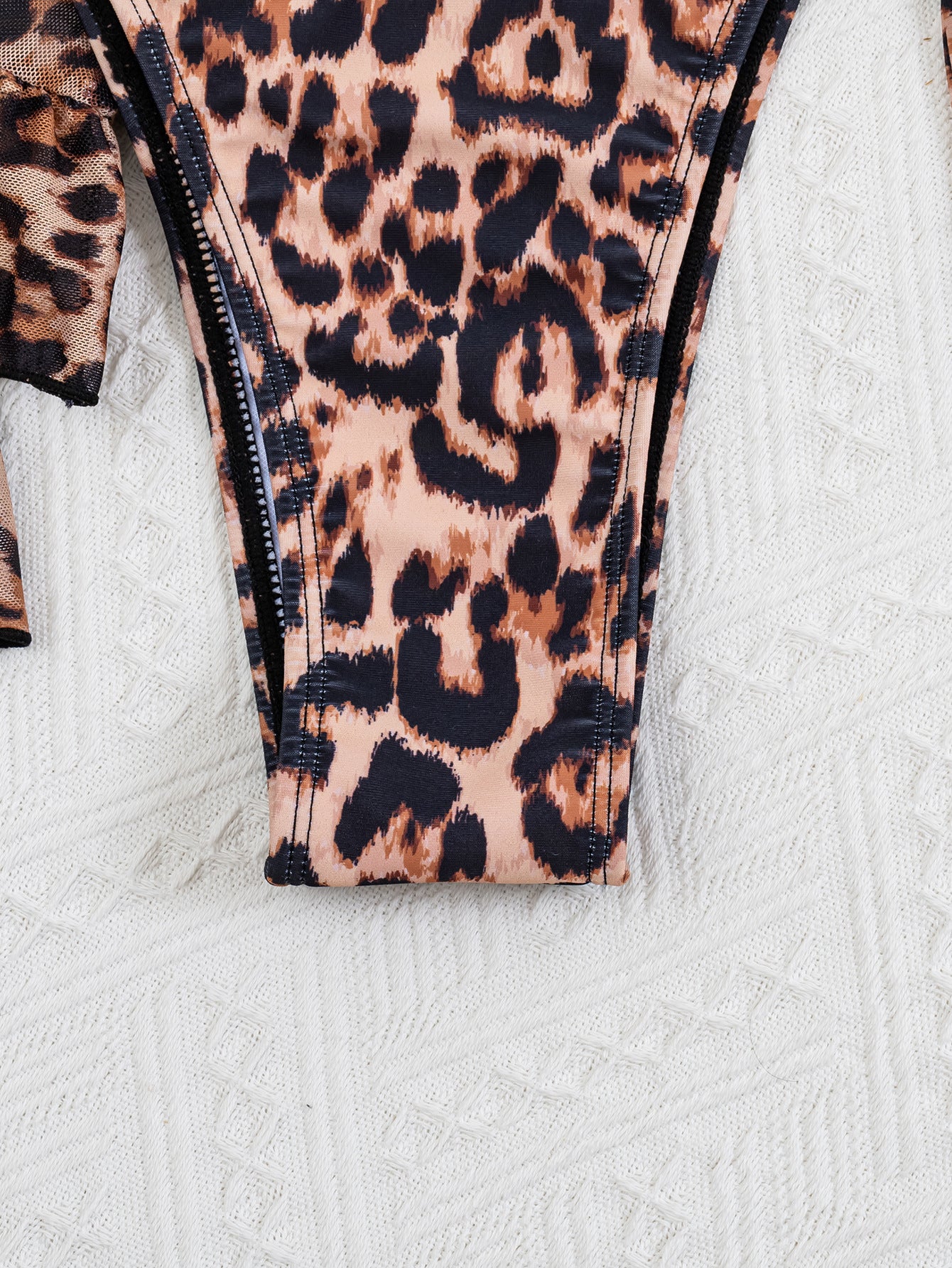 Leopard Print Halter Asymmetric Ruffle Ruched Three-Piece Bikini Set | Tie Swimsuit | Sizes S-L