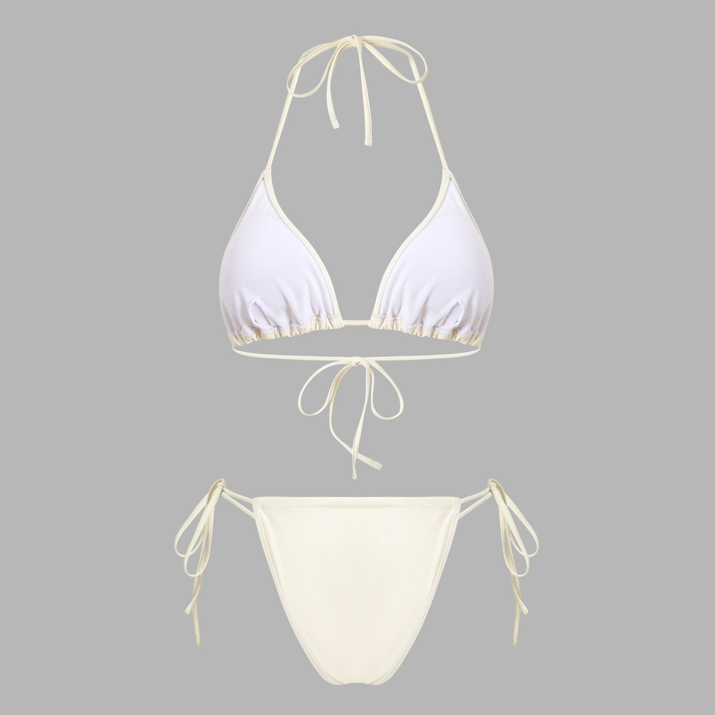 Women's 3-Piece Halter Bikini Set – Sexy Cutout Ruched Swimsuit