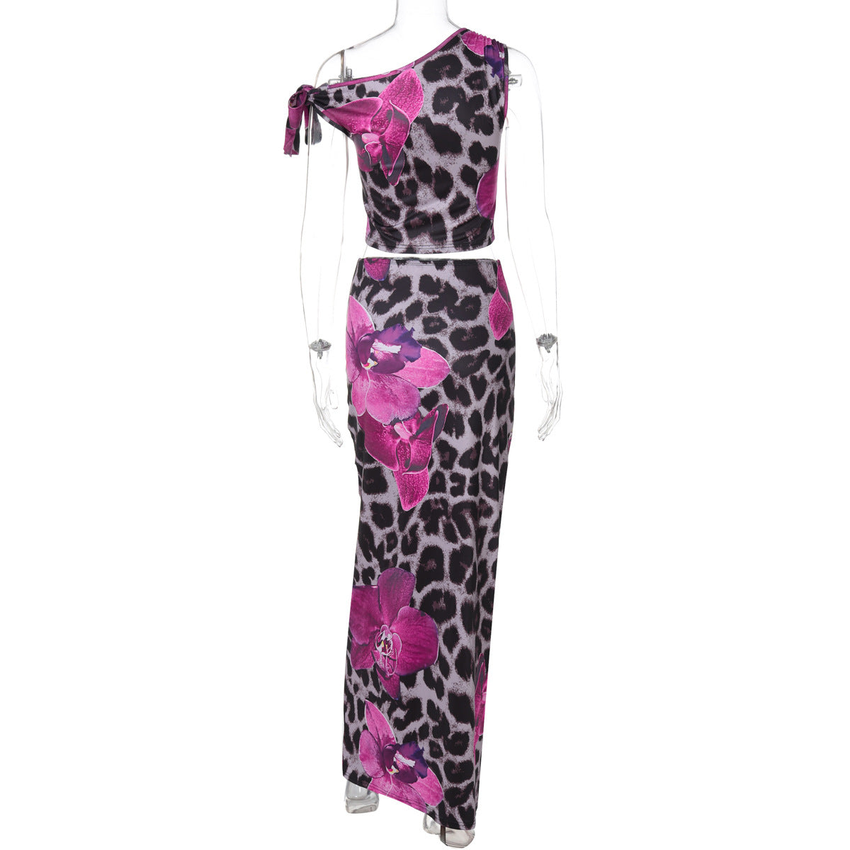 Printed One-Shoulder Two-Piece Set – Sexy & Elegant Summer Look