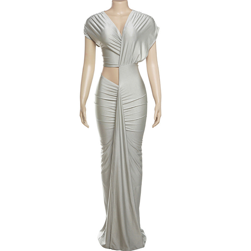 Sexy Backless V-Neck Maxi Dress
