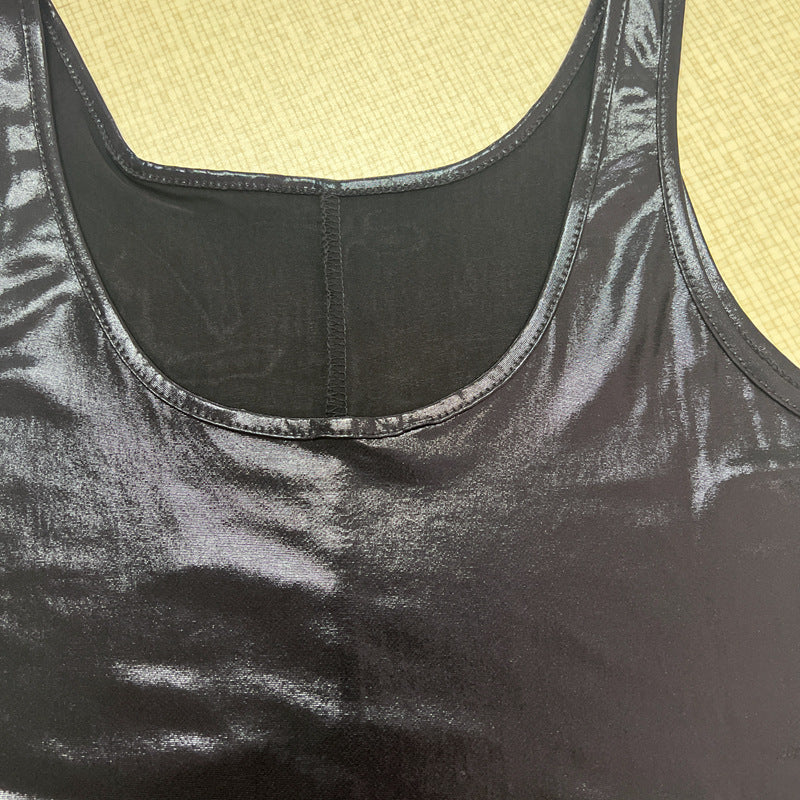 Sexy Faux Leather Split Maxi Dress