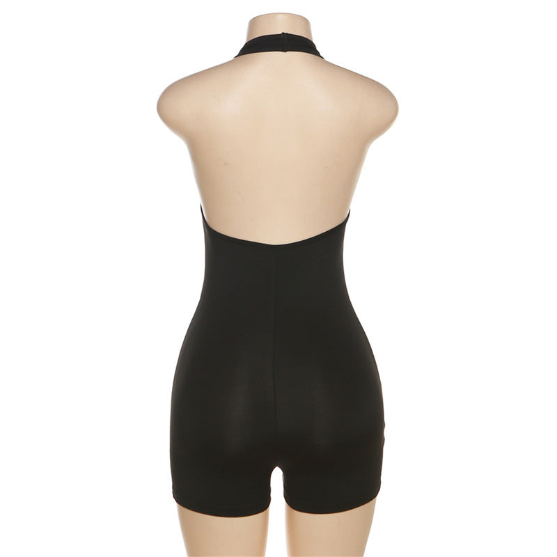 Backless Halter Romper - High Waist Bodycon Playsuit