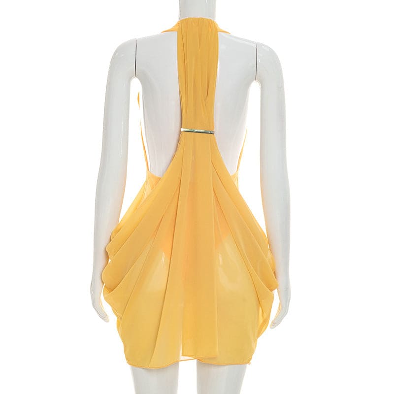 Women's Halter Cutout Mini Dress – Sleeveless Bodycon Party Dress