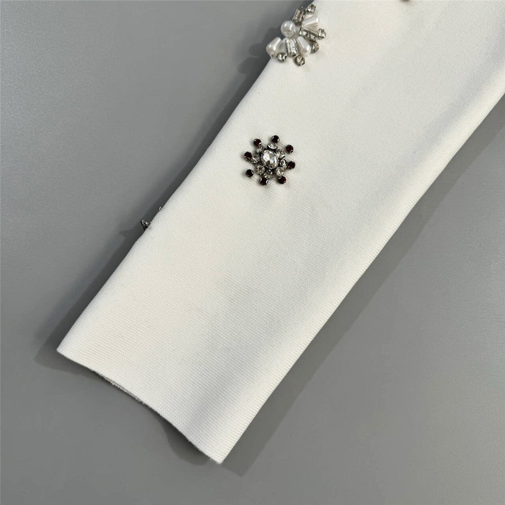 Elegant Rhinestone Crop Top & Maxi Skirt Set
