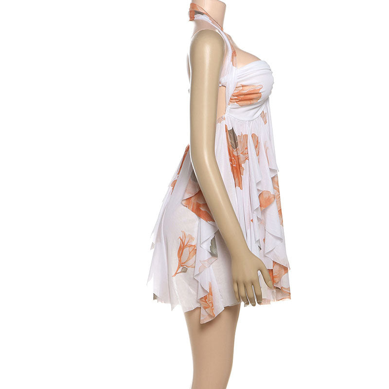Sexy Halter Backless Mini Dress - Asymmetric Summer Cutout
