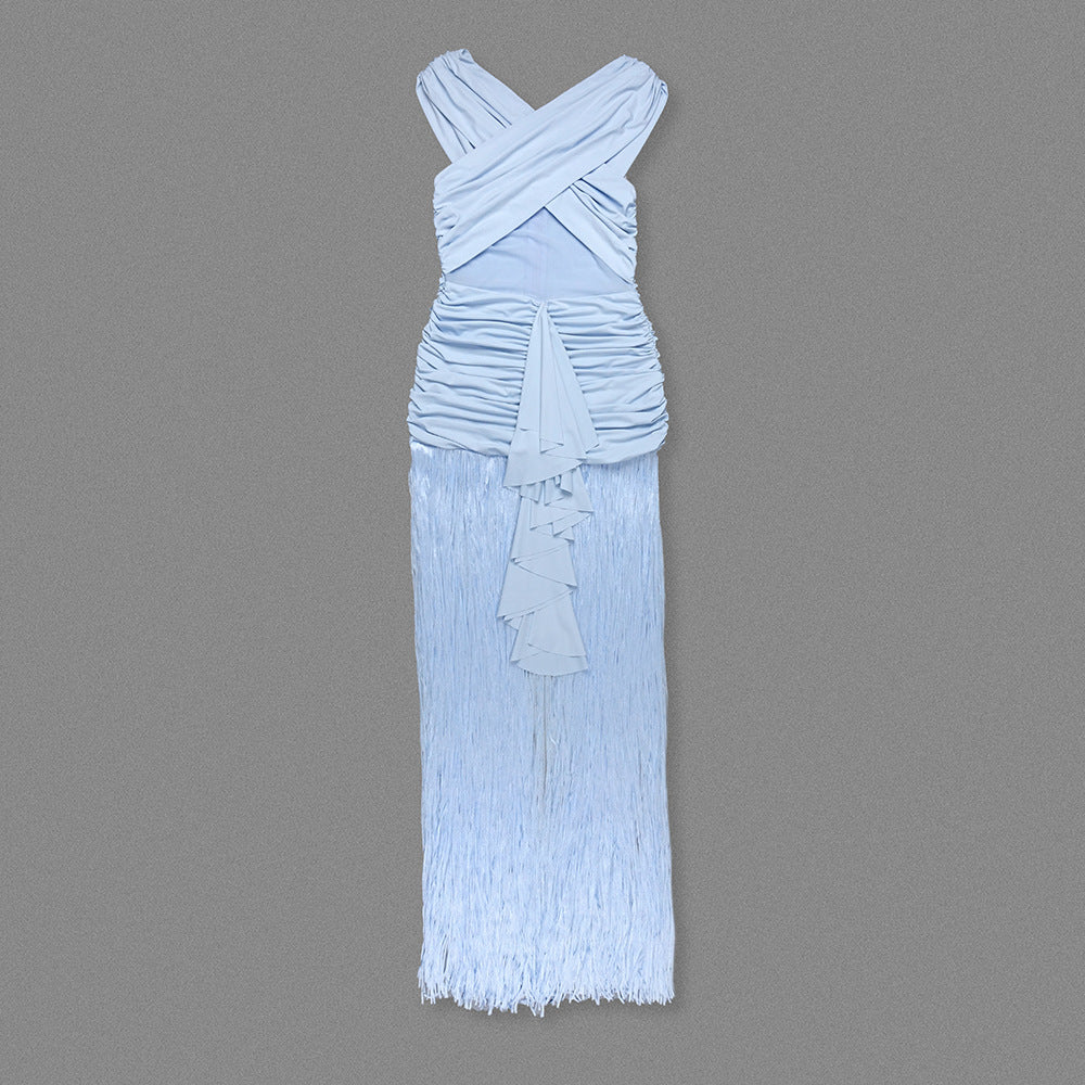 Ethereal Glow Halter Maxi Dress