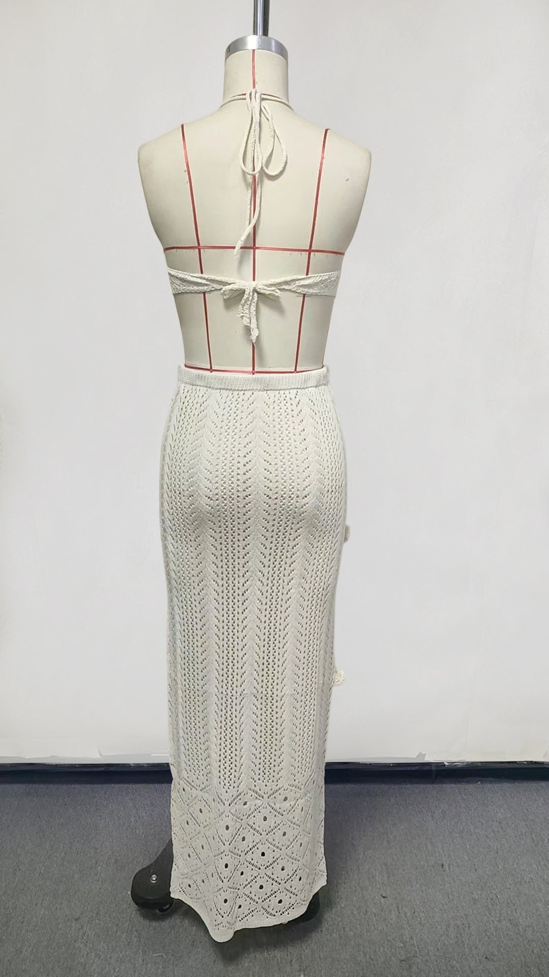 3D Floral Halter Tie Maxi Swimsuit Dress | Boho Vacation Cover-Up Swimwear | 3 Colors | Sizes S-XL