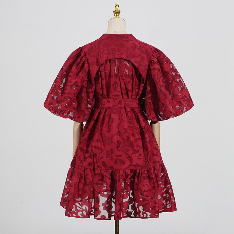 🌸 Camille Printed Lace-Up A-Line Dress