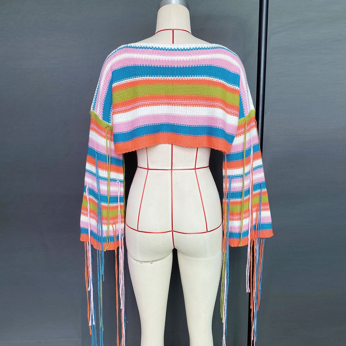 Short Cropped Tassel Sweater