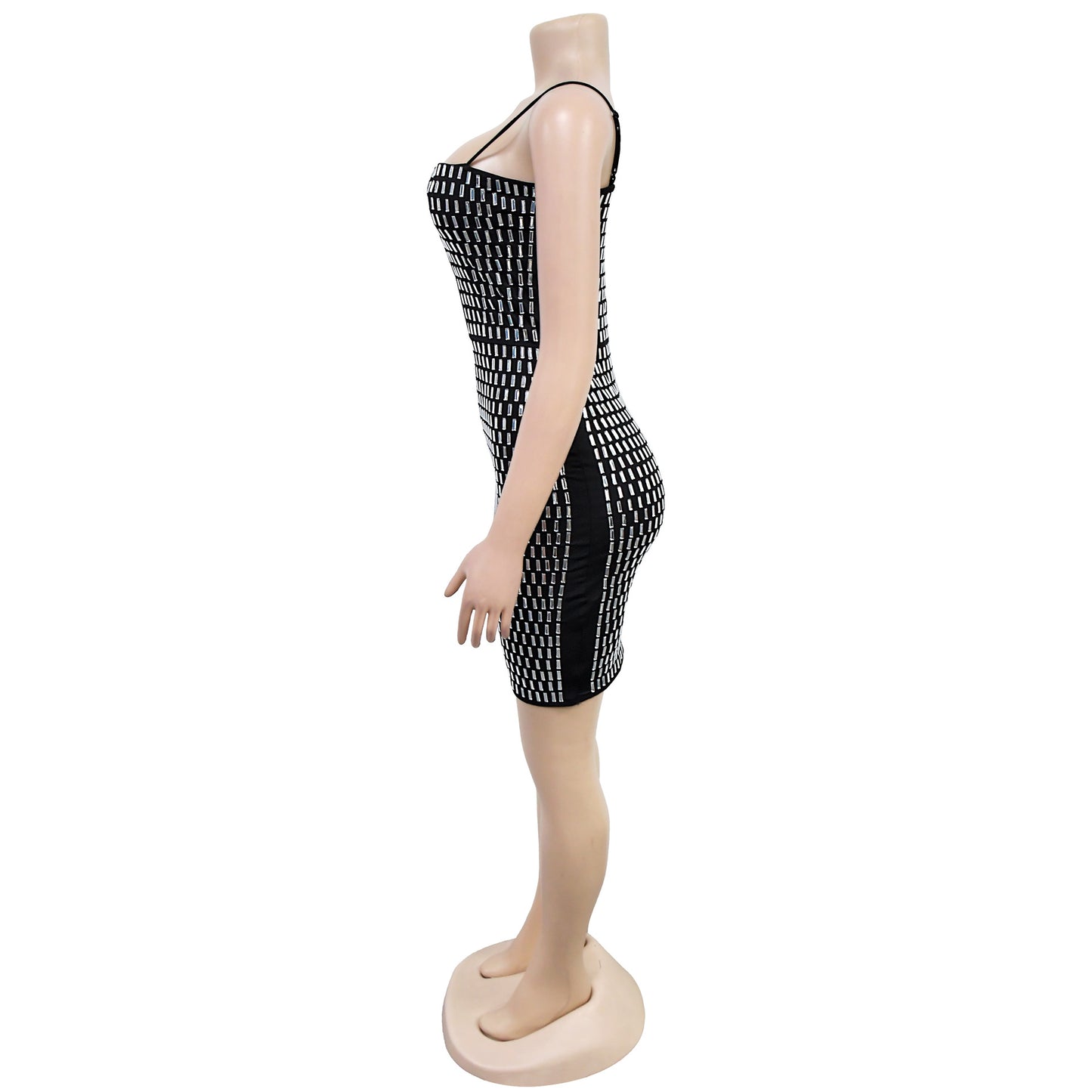 Women's Rhinestone Strap Cutout Bodycon Mini Dress