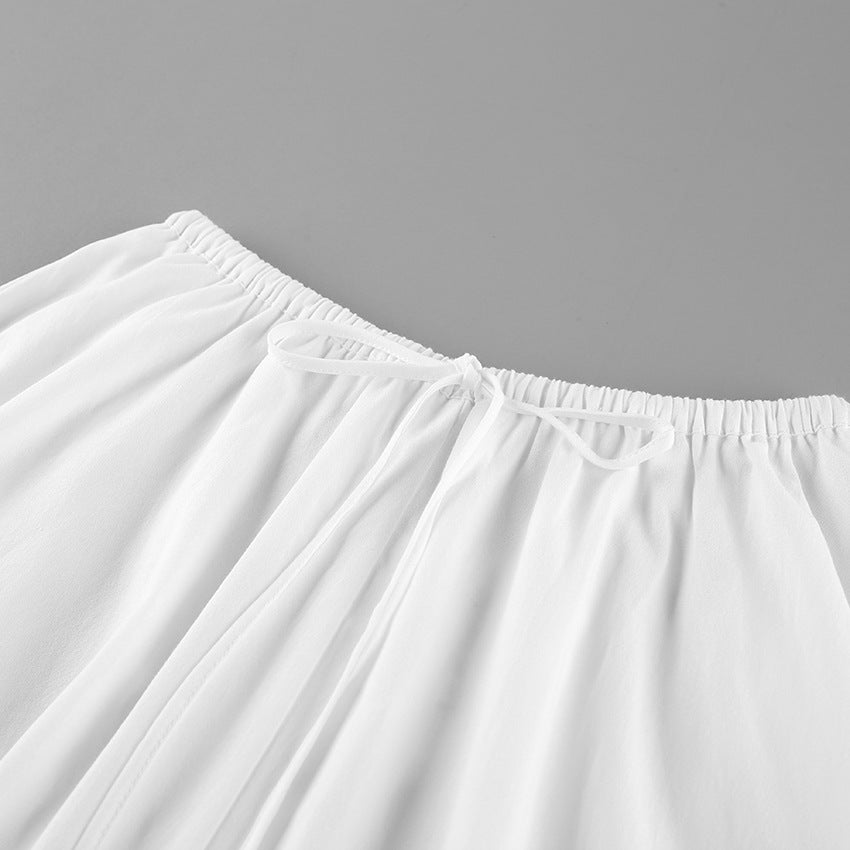 Cotton Square Neck Crop Vest & Maxi Skirt Two-Piece Set | Sleeveless Elegant Summer Set | White | Sizes S-L