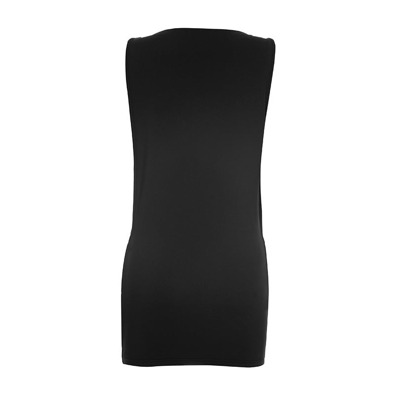 Black Cutout Bodycon Mini Dress - Sleeveless Crew Neck Party Club Dress