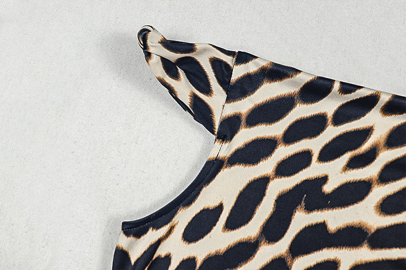 Women’s Leopard Print Bodycon Dress – Off Shoulder Ruched Party Dress