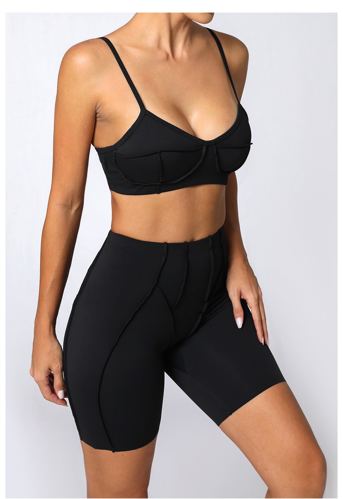 Women's Yoga Sports Set – Slim Fit High Waist Shorts & Sleeveless Top