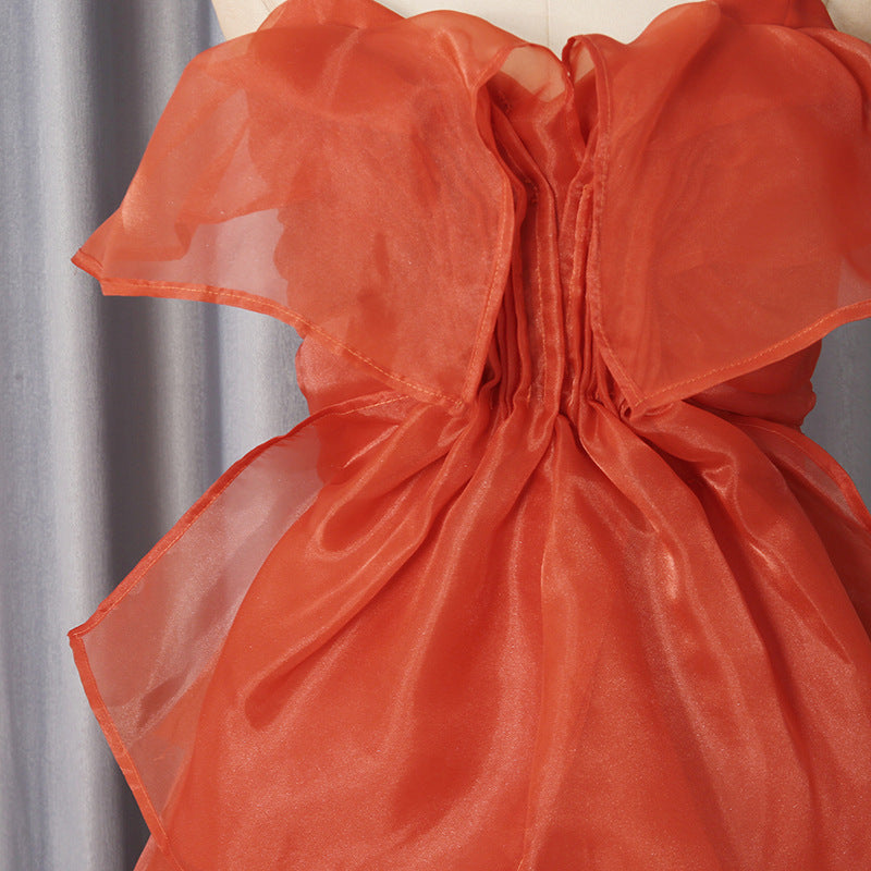 Women's Ruffled Spaghetti Strap Maxi Dress – Elegant Formal A-Line Gown