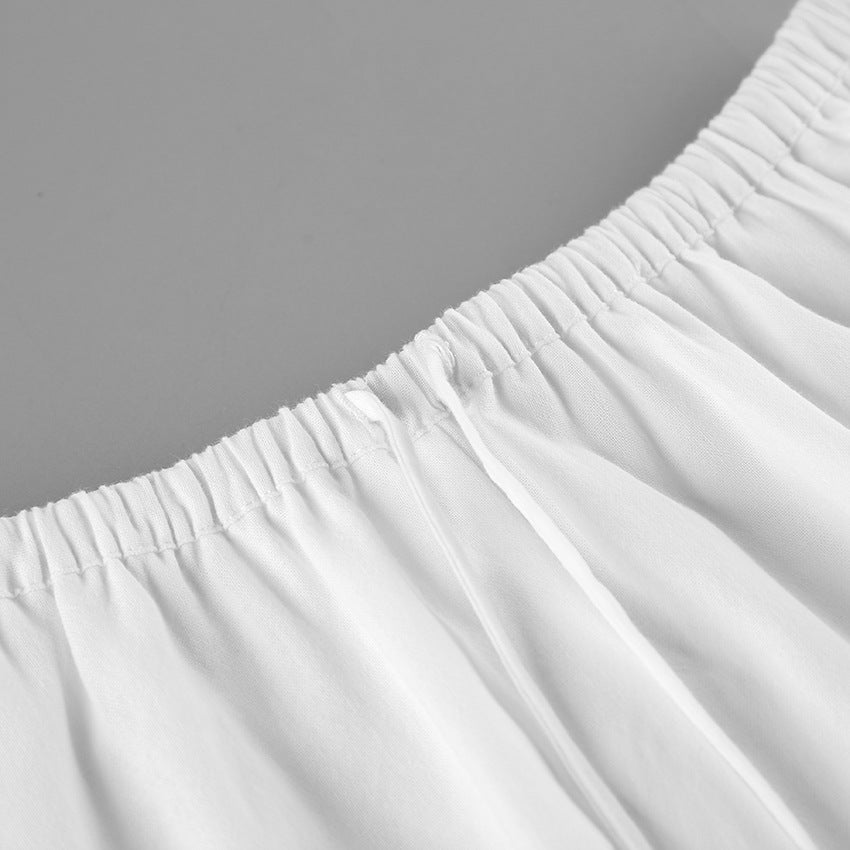 Cotton Square Neck Crop Vest & Maxi Skirt Two-Piece Set | Sleeveless Elegant Summer Set | White | Sizes S-L