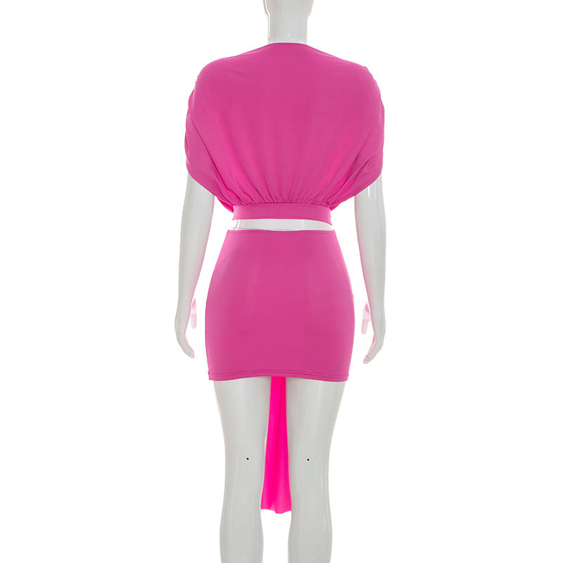 Cutout Ruched Bodycon Mini Dress | Short Sleeve Backless Dress | 2 Colors | Sizes S-L