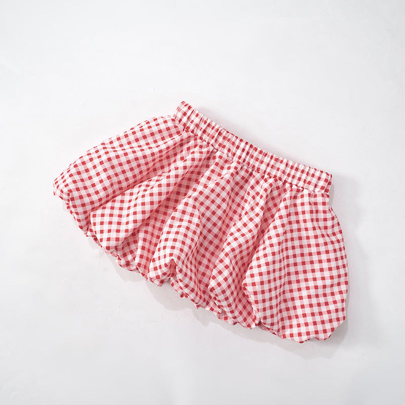 Plaid Bow-Decorated Two-Piece Set