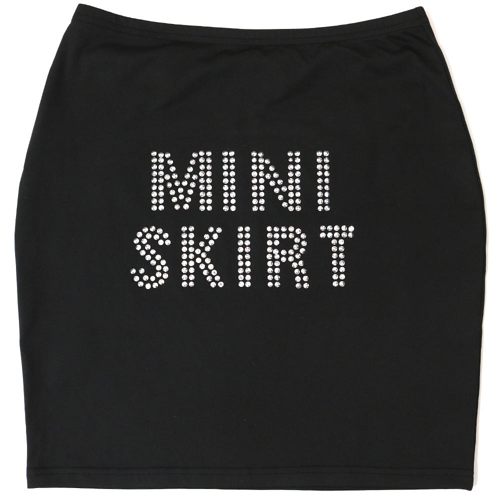 Women’s Sleeveless Crop Top & Mini Skirt Set – Graphic Rhinestone Summer Two-Piece Outfit