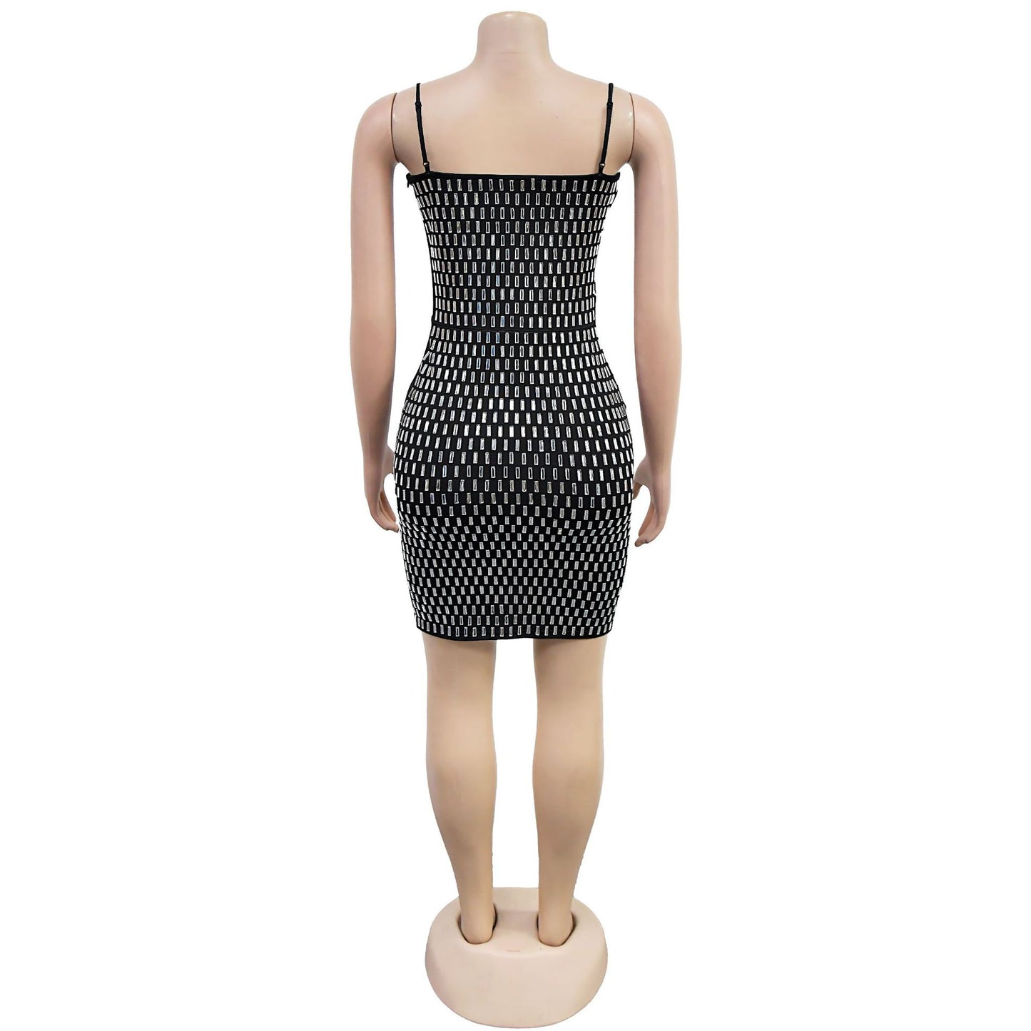 Women's Rhinestone Strap Cutout Bodycon Mini Dress