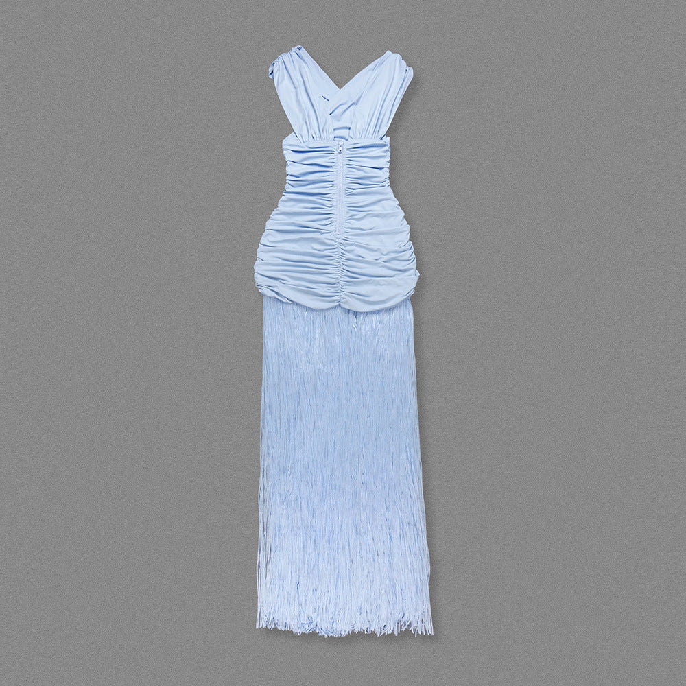 Ethereal Glow Halter Maxi Dress