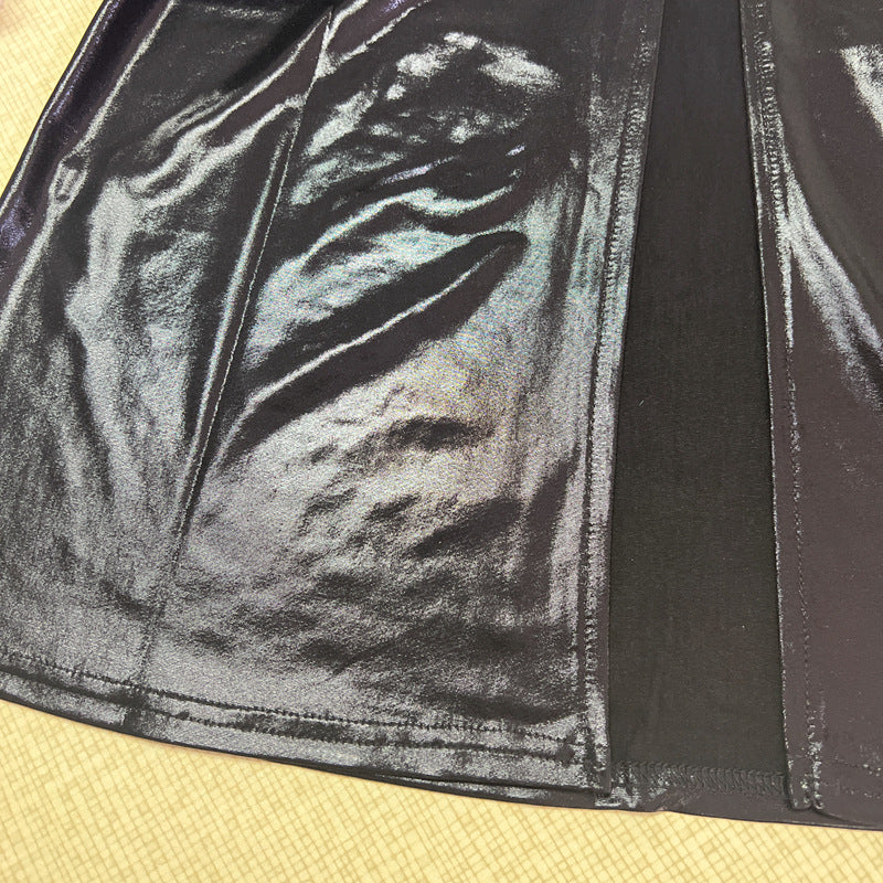 Sexy Faux Leather Split Maxi Dress
