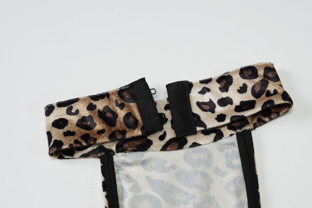 Leopard Print Halter Dress: Backless High Split Bodycon
