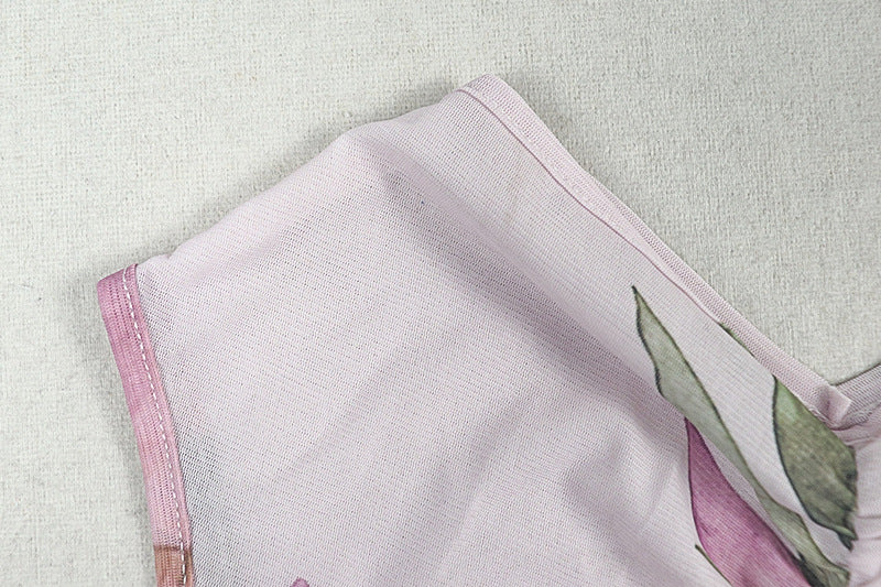Apricot Pink Floral V-Neck Maxi Dress - Ruched Sleeveless Bodycon Dress