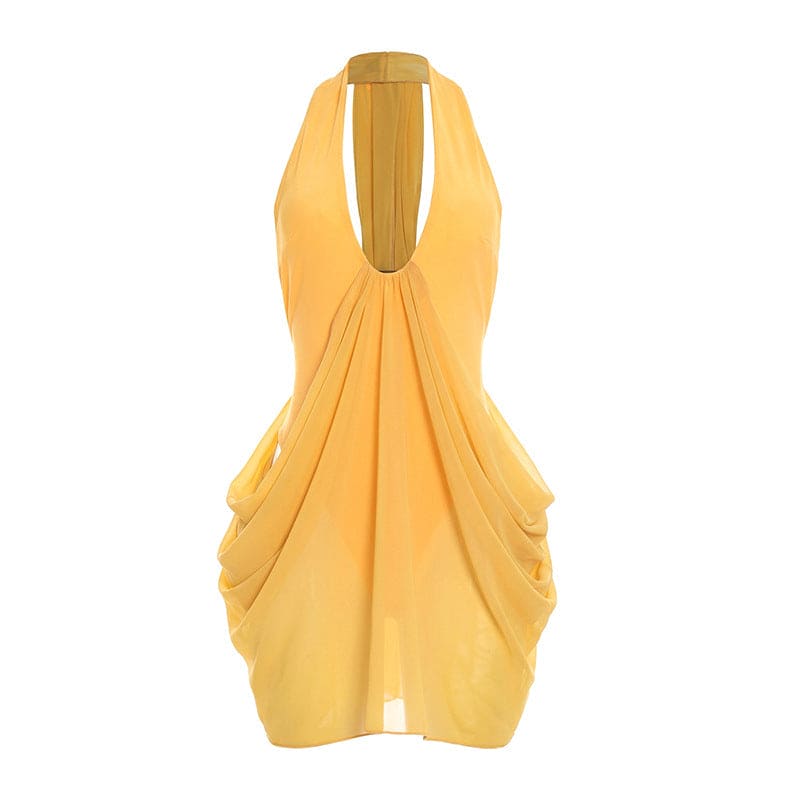Women's Halter Cutout Mini Dress – Sleeveless Bodycon Party Dress
