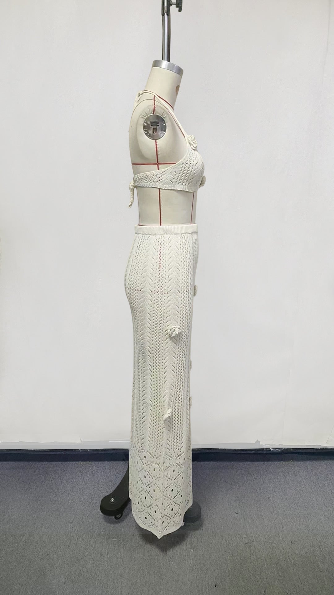 3D Floral Halter Tie Maxi Swimsuit Dress | Boho Vacation Cover-Up Swimwear | 3 Colors | Sizes S-XL