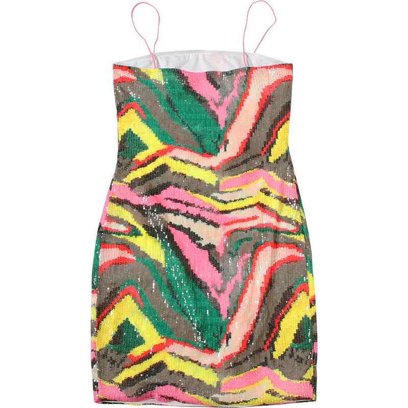 Women's Sequin Mini Dress – Slim Fit Spaghetti Strap Party Dress