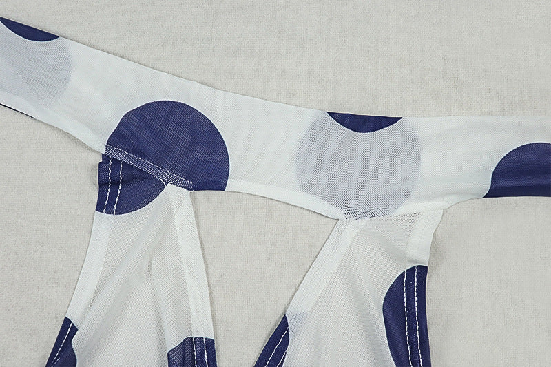 Women’s Polka Dot Backless Maxi Dress – Sleeveless Bodycon Split Dress with Ruched Tie Detail