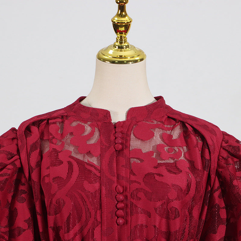 🌸 Camille Printed Lace-Up A-Line Dress