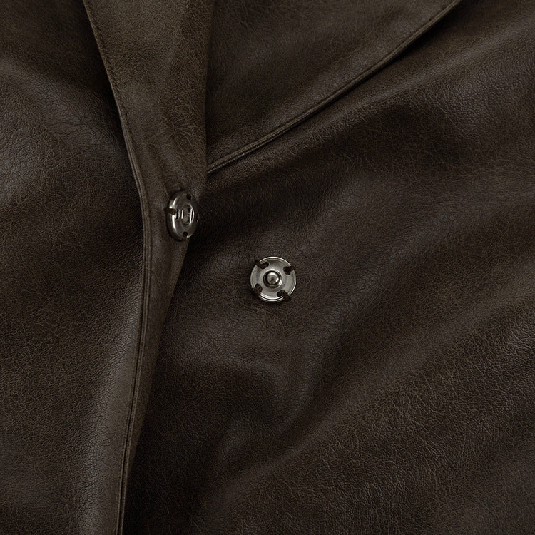 Retro Cutout Faux Leather Two-Piece Suit