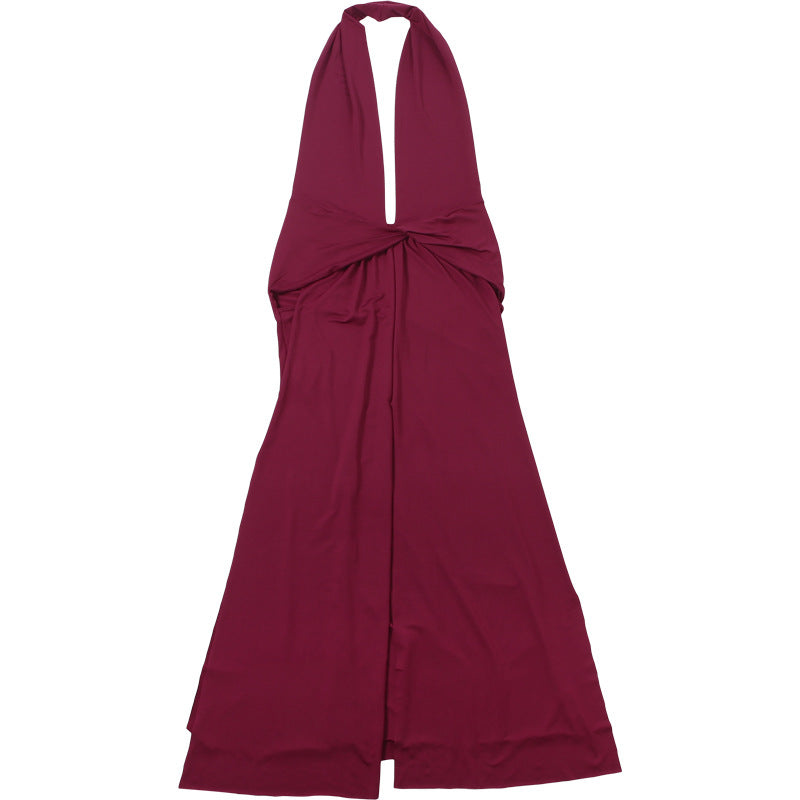 🔥 Luna Halter Plunge Backless Maxi Dress