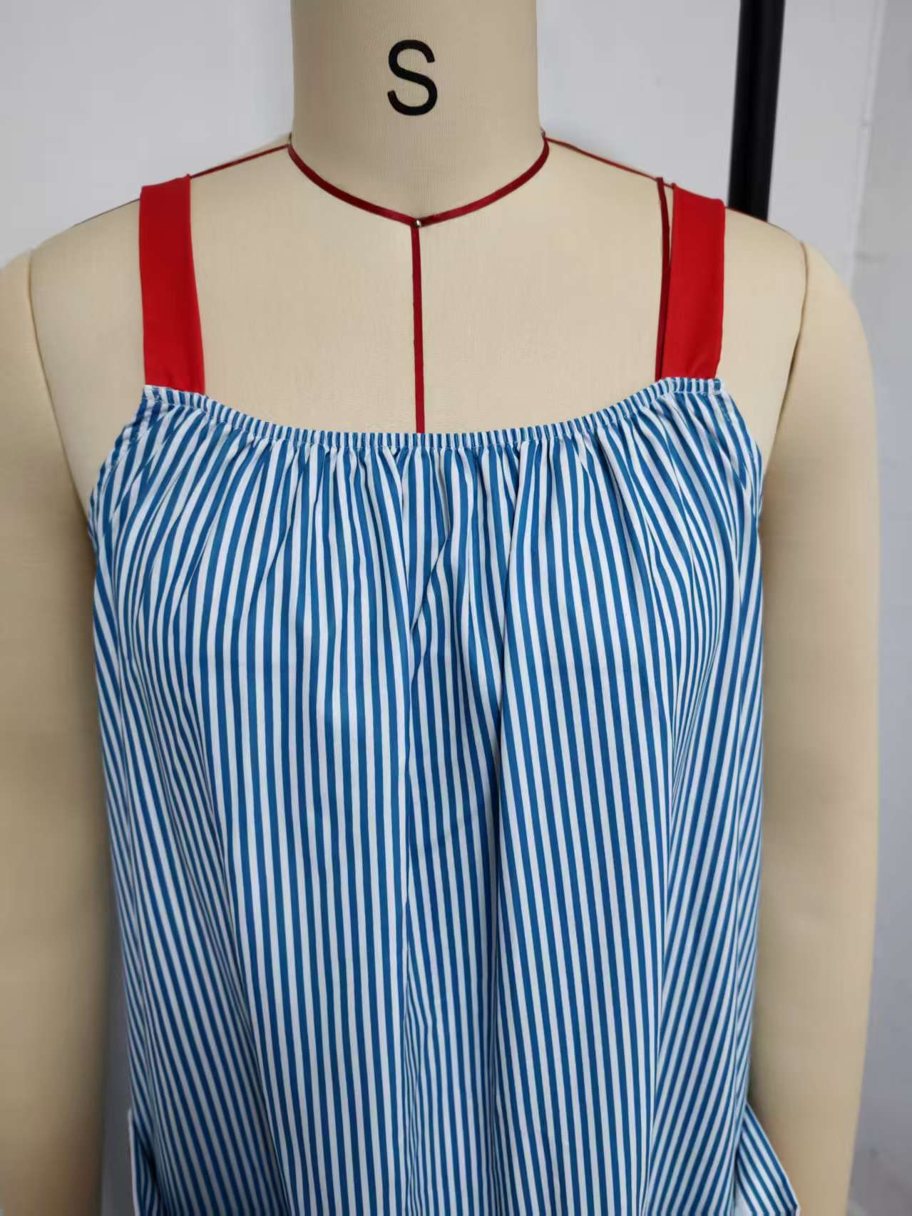 Women's Striped Maxi Dress – Boho Spaghetti Strap A-Line Vacation Dress