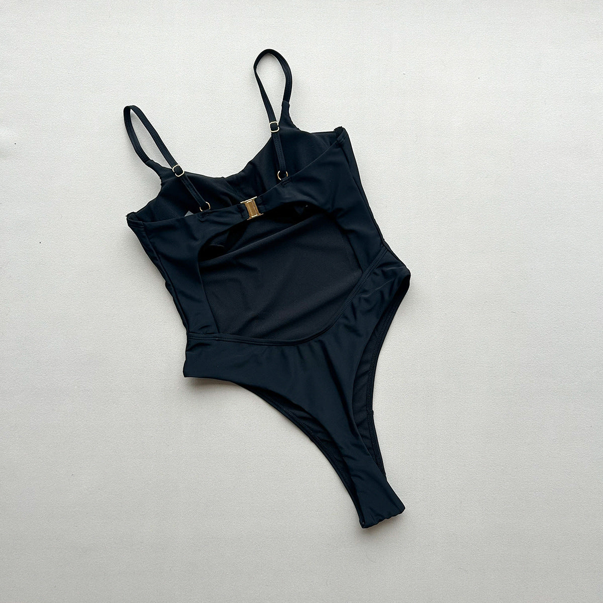 Underwire Backless Cutout One-Piece Swimsuit - Solid Nylon Boho Vacation Swimwear