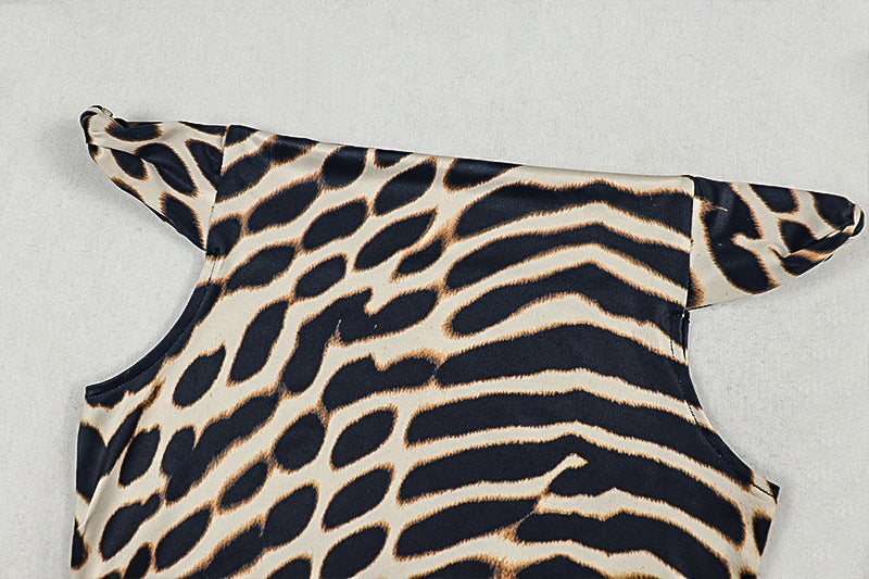 Women’s Leopard Print Bodycon Dress – Off Shoulder Ruched Party Dress