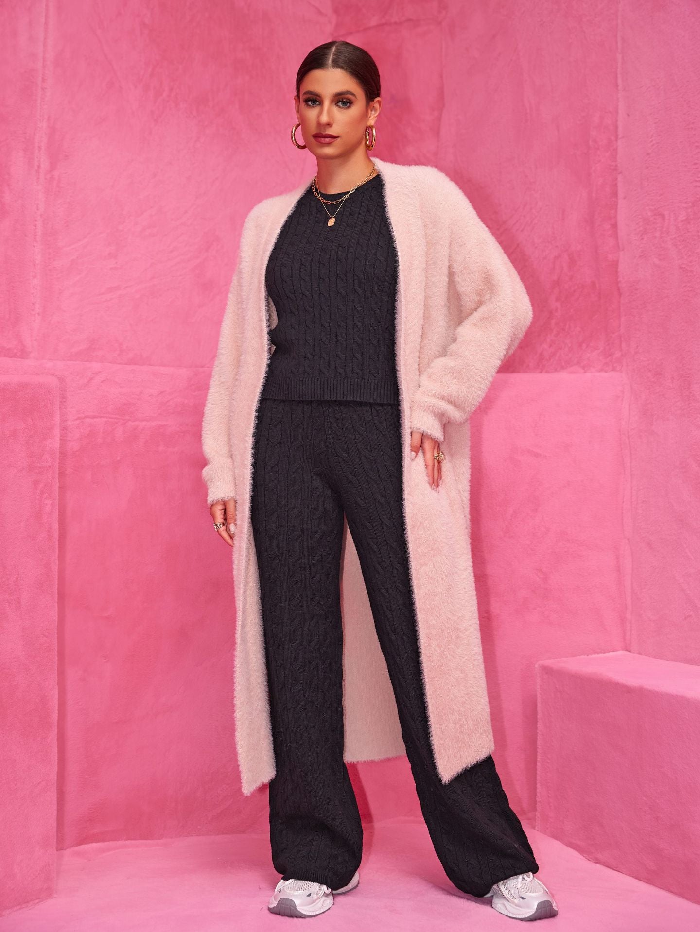 Cozy Chunky Knit Maxi Sweater: Loose Fit Duster Coat Outerwear
